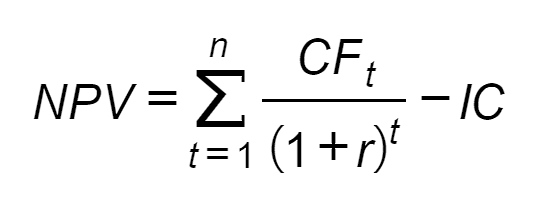 NPV is calculated using the following formula NPV is calculated using the following formula