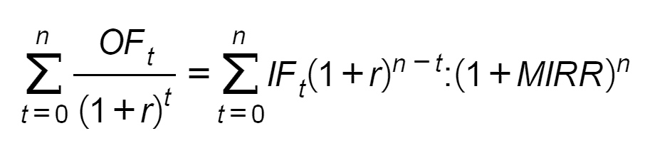 The modified internal rate of return is calculated using the formula The modified internal rate of return is calculated using the formula